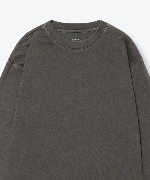 MUSINSA STANDARD KIDS（ムシンサスタンダードキッズ）の「オーバーサイズピグメントリップカフス長袖Tシャツ[チャコールグレー]（Tシャツ/カットソー・レディース・その他・110/120/160/140/130/150）」の5枚目の写真