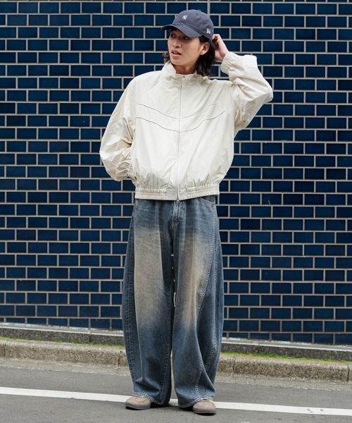 RAGEBLUE（レイジブルー）の「Design Pattern Nylon Short Bourbon/切り替えナイロンショートブルゾン（ナイロンジャケット・メンズ・ホワイト/ブラック・MEDIUM/LARGE）」の3枚目の写真