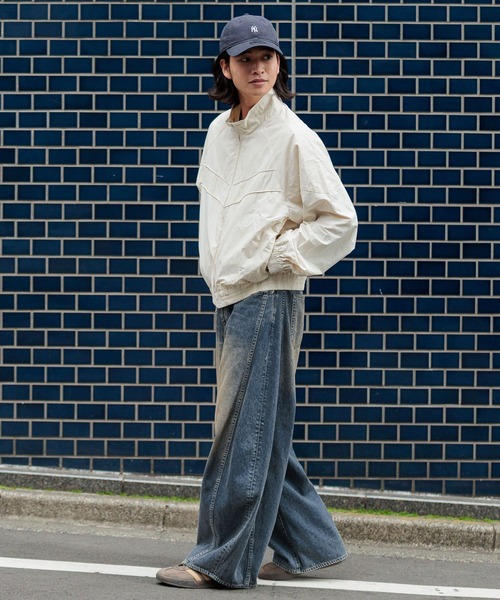 RAGEBLUE（レイジブルー）の「Design Pattern Nylon Short Bourbon/切り替えナイロンショートブルゾン（ナイロンジャケット・メンズ・ホワイト/ブラック・MEDIUM/LARGE）」の4枚目の写真