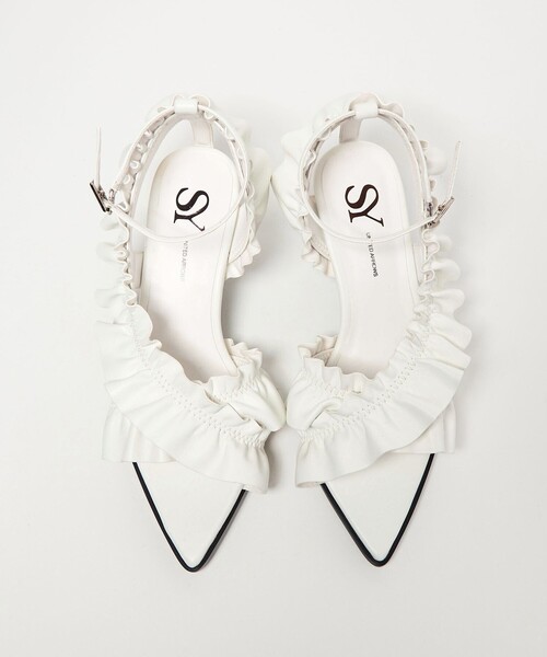 SY UNITED ARROWS（シーユナイテッドアローズ）の「＜SY＞ ポインテッドフリル サンダル50↑（サンダル・レディース・ブラック/ホワイト・22cm/22.5cm/23cm/23.5cm/24cm/24.5cm/25cm）」の4枚目の写真