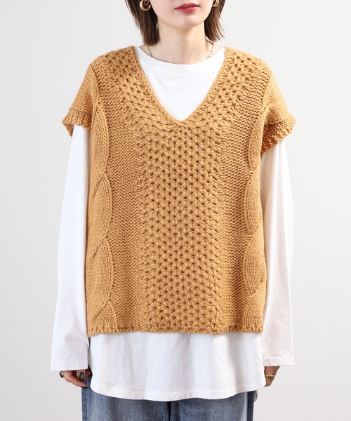 SO（エスオー）の「ニットベスト（ベスト・レディース・グレー系その他/キャメル・F）」の17枚目の写真