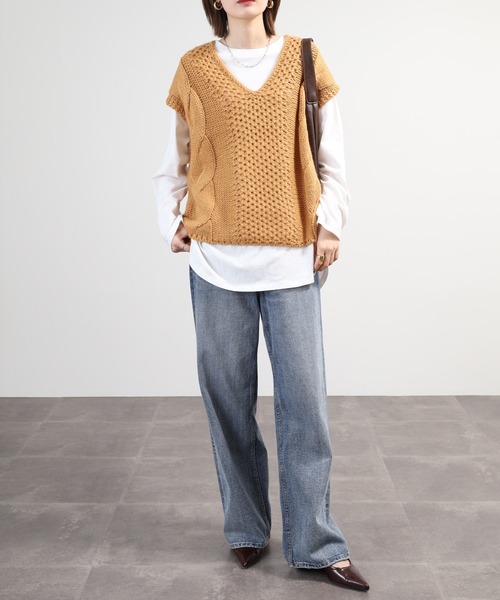 SO（エスオー）の「ニットベスト（ベスト・レディース・グレー系その他/キャメル・F）」の15枚目の写真