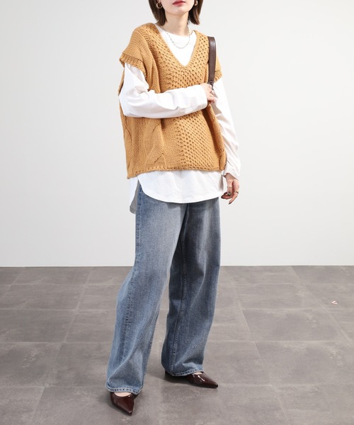 SO（エスオー）の「ニットベスト（ベスト・レディース・グレー系その他/キャメル・F）」の16枚目の写真