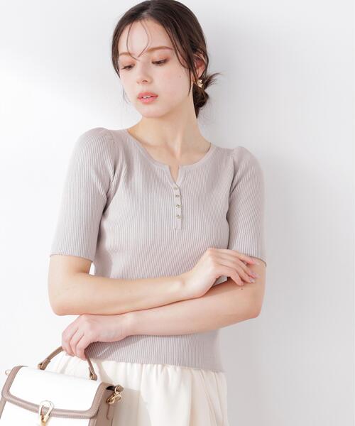 PROPORTION BODY DRESSING(プロポーションボディドレッシング)の「ヘンリーネックニット / 1216170414(ニット/セーター・レディース・ホワイト系その他/レッド/ブラック/グレー・SMALL/MEDIUM)」の1枚目の写真