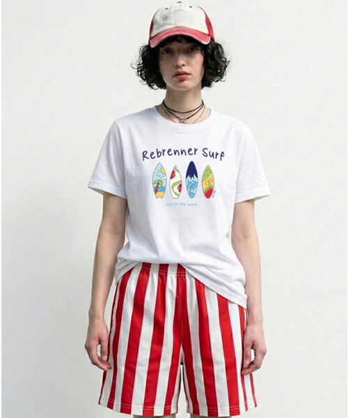 REBRENNER（リブレンナー）の「キャッチザウェーブ スタンダードフィット クールコットン 半袖Tシャツ ホワイト（Tシャツ/カットソー・レディース・ホワイト・LARGE/X-LARGE/2XL/3XL/MEDIUM）」の3枚目の写真