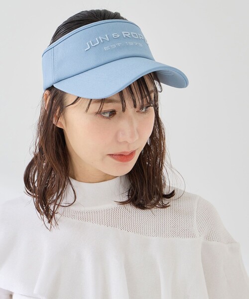 JUN&ROPE'（ジュンアンドロペ）の「フロントロゴ幅広バイザー（サンバイザー・レディース・グレー/ホワイト/サックスブルー/ブラック・FREE）」の10枚目の写真