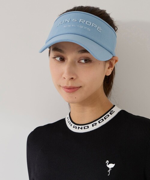 JUN&ROPE'（ジュンアンドロペ）の「フロントロゴ幅広バイザー（サンバイザー・レディース・グレー/ホワイト/サックスブルー/ブラック・FREE）」の11枚目の写真
