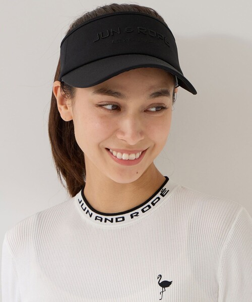 JUN&ROPE'（ジュンアンドロペ）の「フロントロゴ幅広バイザー（サンバイザー・レディース・グレー/ホワイト/サックスブルー/ブラック・FREE）」の15枚目の写真