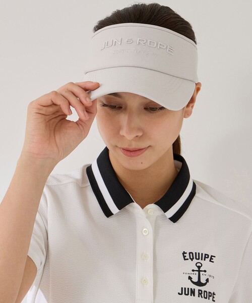 JUN&ROPE'（ジュンアンドロペ）の「フロントロゴ幅広バイザー（サンバイザー・レディース・グレー/ホワイト/サックスブルー/ブラック・FREE）」の3枚目の写真