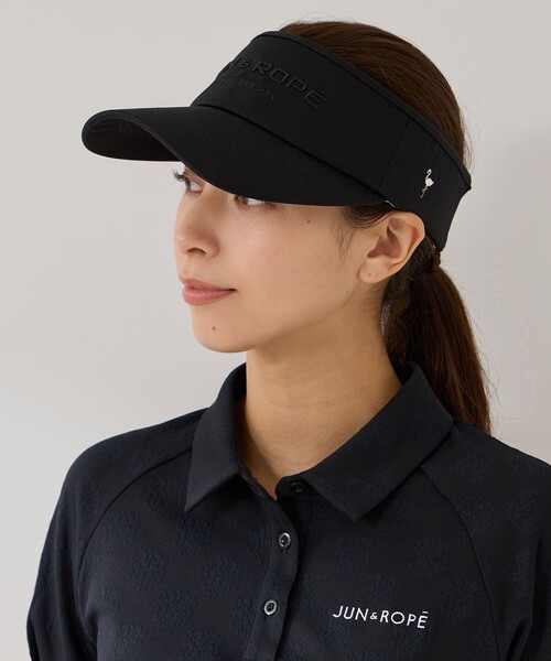 JUN&ROPE'（ジュンアンドロペ）の「フロントロゴ幅広バイザー（サンバイザー・レディース・グレー/ホワイト/サックスブルー/ブラック・FREE）」の2枚目の写真