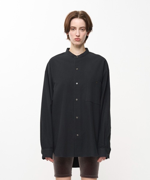 COLLARLESS FLANNEL SHIRT