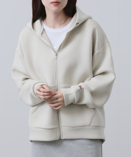 NAVY(ネイビー)の「NAVY ダンボール ジップアップパーカー(パーカー・レディース・ブルーグリーン/モカ/ベージュ/杢グレー・FREE)」の5枚目の写真