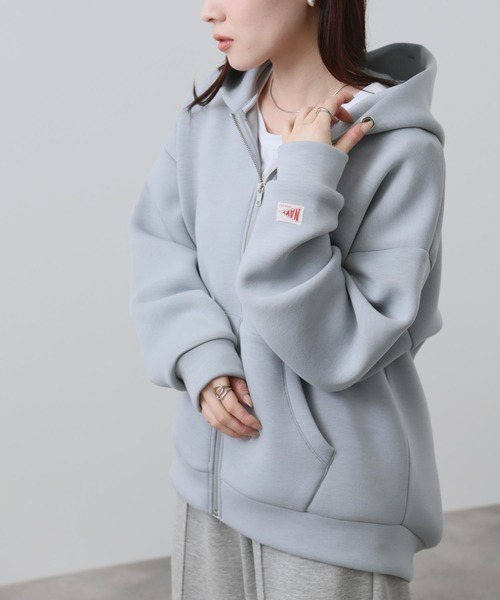 NAVY(ネイビー)の「NAVY ダンボール ジップアップパーカー(パーカー・レディース・ブルーグリーン/モカ/ベージュ/杢グレー・FREE)」の16枚目の写真