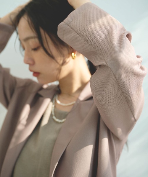 CROSS FUNCTION(クロスファンクション)の「《洗える》サマ美え 金釦メッシュテーラードダブルジャケット【CROSS FUNCTION/クロスファンクション】(テーラードジャケット・レディース・ブラック/モカ・M/L/LL)」の21枚目の写真