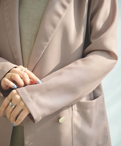 CROSS FUNCTION(クロスファンクション)の「《洗える》サマ美え 金釦メッシュテーラードダブルジャケット【CROSS FUNCTION/クロスファンクション】(テーラードジャケット・レディース・ブラック/モカ・M/L/LL)」の15枚目の写真