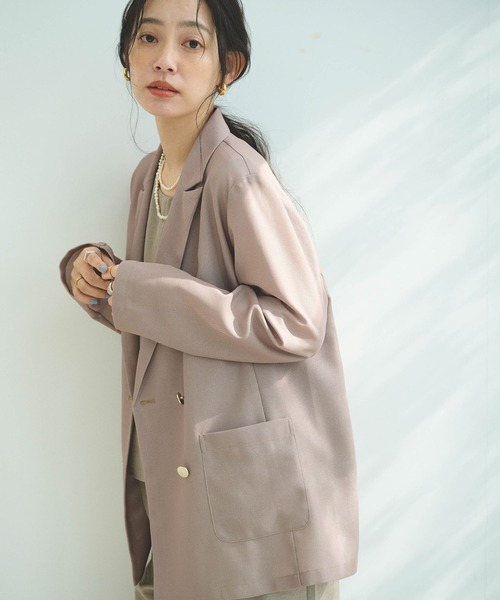 CROSS FUNCTION(クロスファンクション)の「《洗える》サマ美え 金釦メッシュテーラードダブルジャケット【CROSS FUNCTION/クロスファンクション】(テーラードジャケット・レディース・ブラック/モカ・M/L/LL)」の20枚目の写真