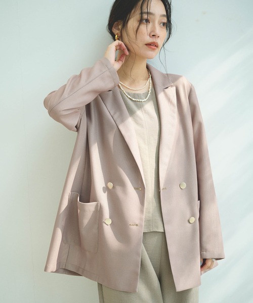 CROSS FUNCTION(クロスファンクション)の「《洗える》サマ美え 金釦メッシュテーラードダブルジャケット【CROSS FUNCTION/クロスファンクション】(テーラードジャケット・レディース・ブラック/モカ・M/L/LL)」の19枚目の写真