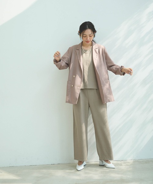 CROSS FUNCTION(クロスファンクション)の「《洗える》サマ美え 金釦メッシュテーラードダブルジャケット【CROSS FUNCTION/クロスファンクション】(テーラードジャケット・レディース・ブラック/モカ・M/L/LL)」の13枚目の写真