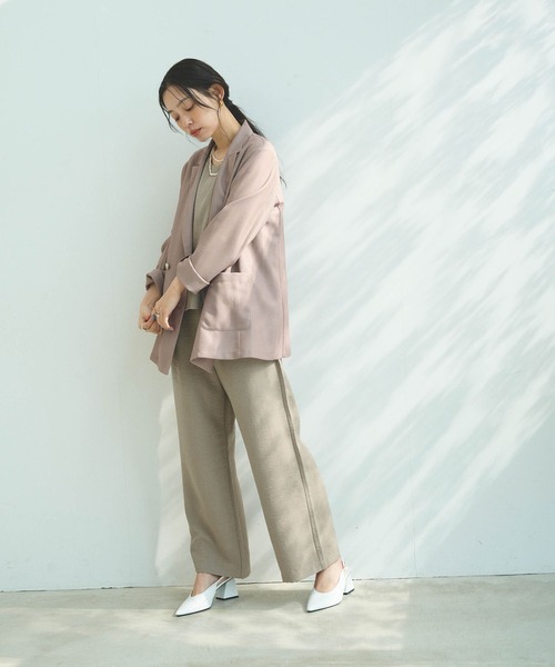 CROSS FUNCTION(クロスファンクション)の「《洗える》サマ美え 金釦メッシュテーラードダブルジャケット【CROSS FUNCTION/クロスファンクション】(テーラードジャケット・レディース・ブラック/モカ・M/L/LL)」の14枚目の写真