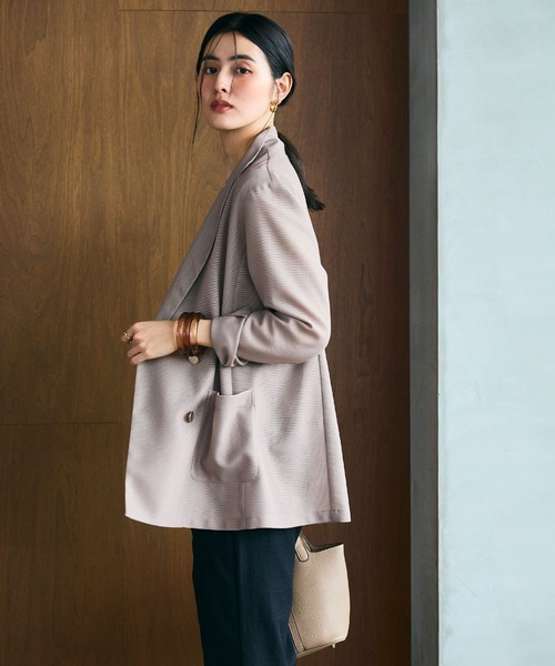 CROSS FUNCTION(クロスファンクション)の「《洗える》サマ美え 金釦メッシュテーラードダブルジャケット【CROSS FUNCTION/クロスファンクション】(テーラードジャケット・レディース・ブラック/モカ・M/L/LL)」の8枚目の写真