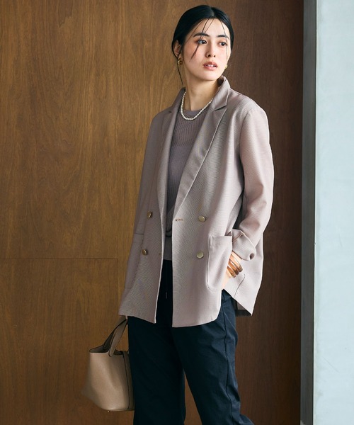 CROSS FUNCTION(クロスファンクション)の「《洗える》サマ美え 金釦メッシュテーラードダブルジャケット【CROSS FUNCTION/クロスファンクション】(テーラードジャケット・レディース・ブラック/モカ・M/L/LL)」の18枚目の写真