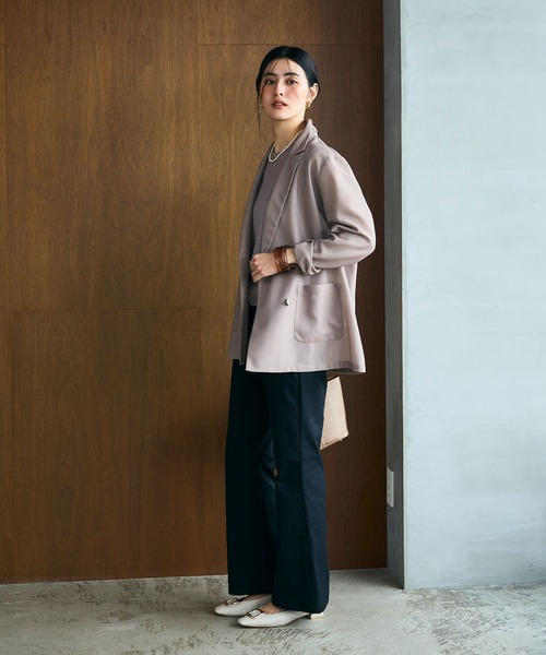 CROSS FUNCTION(クロスファンクション)の「《洗える》サマ美え 金釦メッシュテーラードダブルジャケット【CROSS FUNCTION/クロスファンクション】(テーラードジャケット・レディース・ブラック/モカ・M/L/LL)」の6枚目の写真