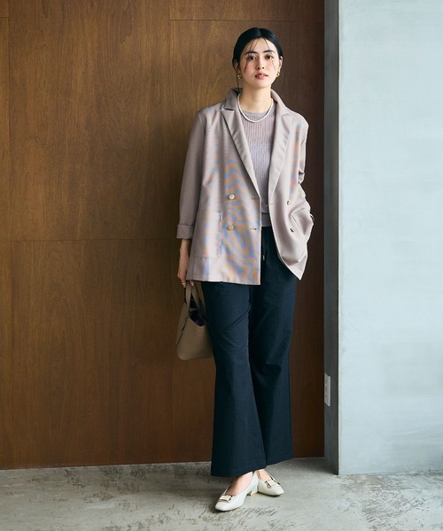 CROSS FUNCTION(クロスファンクション)の「《洗える》サマ美え 金釦メッシュテーラードダブルジャケット【CROSS FUNCTION/クロスファンクション】(テーラードジャケット・レディース・ブラック/モカ・M/L/LL)」の5枚目の写真