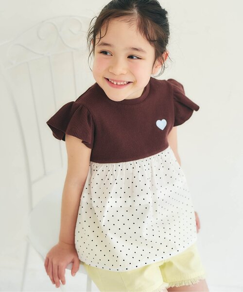apres les cours(アプレレクール)の「【WEB限定】ティアードタックドッキングトップス(Tシャツ/カットソー・キッズ・アイボリー/その他2/イエロー/ブラウン/レッド・80/90/100/110/120/130/140)」の1枚目の写真
