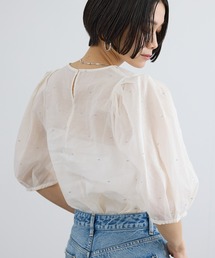 SALON adam et rope' | 【WEB限定】ラメドット刺繍ボリュームスリーブブラウス / イージーケア(シャツ/ブラウス)