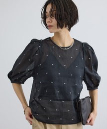 SALON adam et rope' | 【WEB限定】ラメドット刺繍ボリュームスリーブブラウス / イージーケア(シャツ/ブラウス)