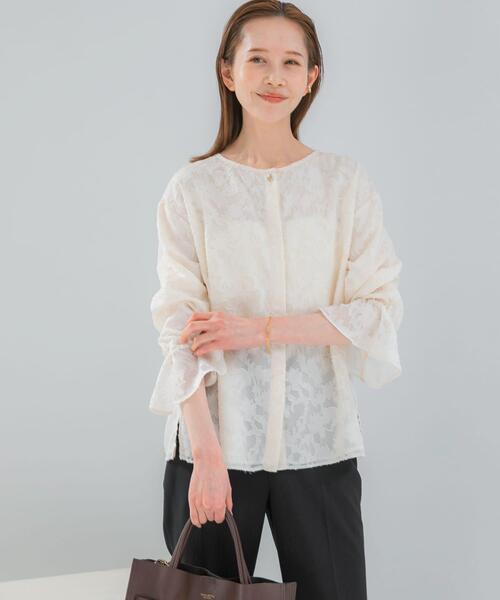 URBAN RESEARCH ROSSO WOMEN(アーバンリサーチ ロッソ)の「『WEB限定』ジャガードブラウス(シャツ/ブラウス・レディース・ブルー系その他/アイボリー・FREE)」の3枚目の写真
