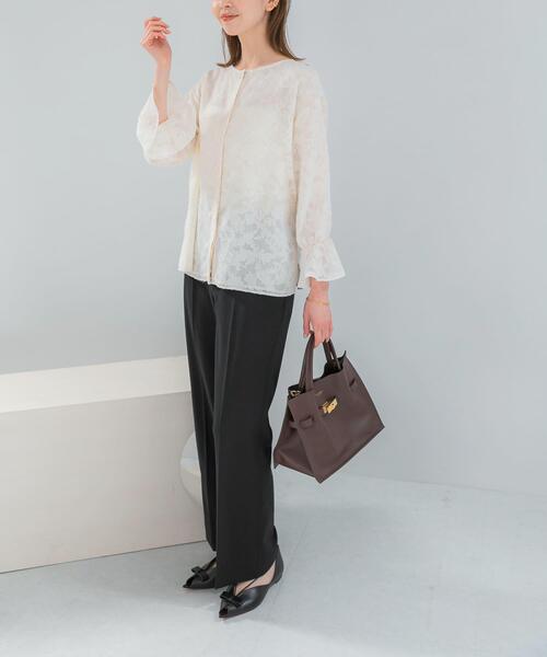 URBAN RESEARCH ROSSO WOMEN(アーバンリサーチ ロッソ)の「『WEB限定』ジャガードブラウス(シャツ/ブラウス・レディース・ブルー系その他/アイボリー・FREE)」の5枚目の写真