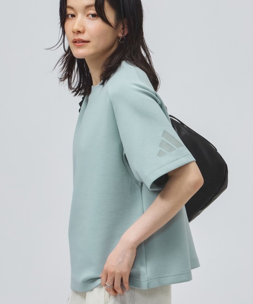 adidas(アディダス)の「アディダス adidas ソフト ラックス ルーズフィット 半袖Tシャツ(Tシャツ/カットソー・レディース・グリーン/オフホワイト・S/M/L/XL)」の1枚目の写真