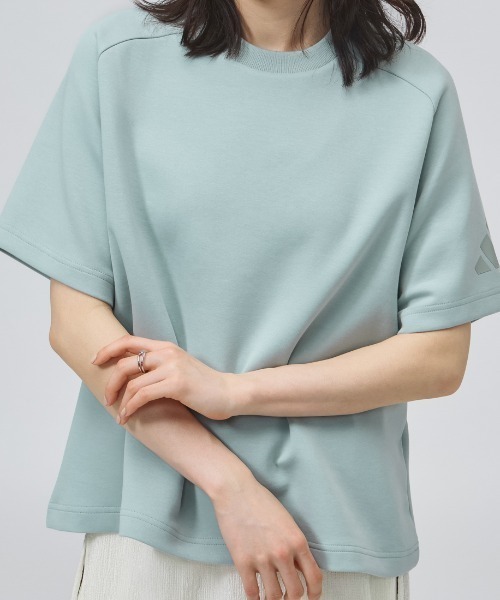 adidas(アディダス)の「アディダス adidas ソフト ラックス ルーズフィット 半袖Tシャツ(Tシャツ/カットソー・レディース・グリーン/オフホワイト・S/M/L/XL)」の4枚目の写真