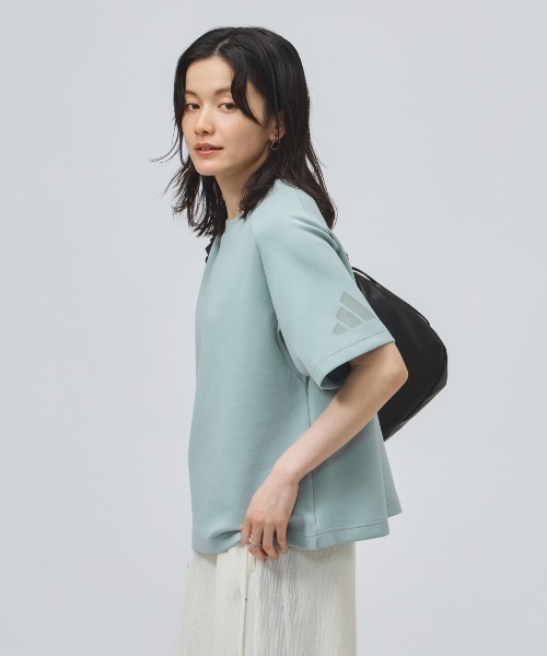 adidas(アディダス)の「アディダス adidas ソフト ラックス ルーズフィット 半袖Tシャツ(Tシャツ/カットソー・レディース・グリーン/オフホワイト・S/M/L/XL)」の6枚目の写真