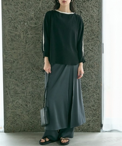 Soiunique（スワユニーク）の「とろみ素材スカート見えカフェパンツ ［Soiunique］（その他パンツ・レディース・ブラック/チャコール・L～LL/M～Ｌ）」の4枚目の写真