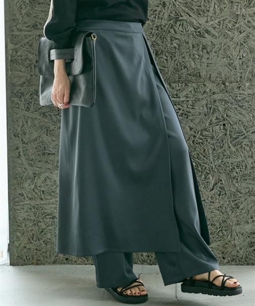 Soiunique（スワユニーク）の「とろみ素材スカート見えカフェパンツ ［Soiunique］（その他パンツ・レディース・ブラック/チャコール・L～LL/M～Ｌ）」の5枚目の写真