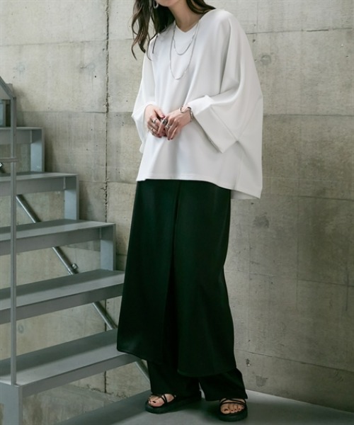 Soiunique（スワユニーク）の「とろみ素材スカート見えカフェパンツ ［Soiunique］（その他パンツ・レディース・ブラック/チャコール・L～LL/M～Ｌ）」の8枚目の写真