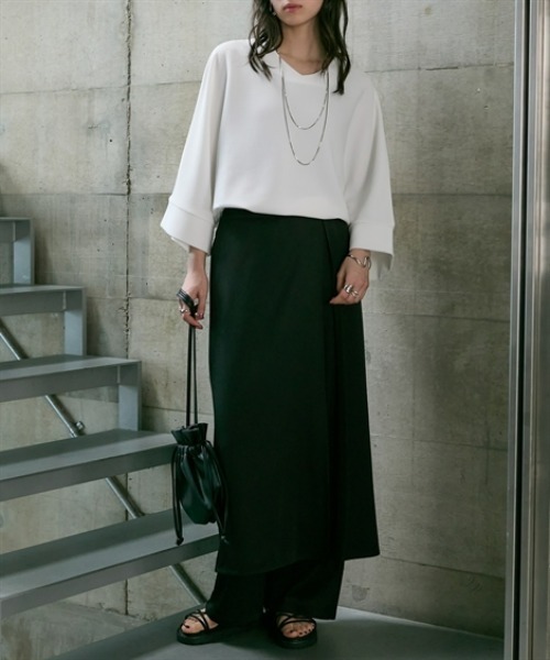 Soiunique（スワユニーク）の「とろみ素材スカート見えカフェパンツ ［Soiunique］（その他パンツ・レディース・ブラック/チャコール・L～LL/M～Ｌ）」の10枚目の写真