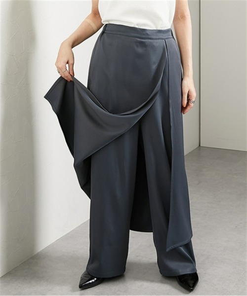 Soiunique（スワユニーク）の「とろみ素材スカート見えカフェパンツ ［Soiunique］（その他パンツ・レディース・ブラック/チャコール・L～LL/M～Ｌ）」の19枚目の写真