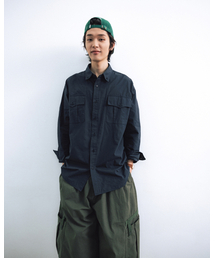 ANGLAN（アングラン）の「Officer Big Shirt - Navy（シャツ/ブラウス）」