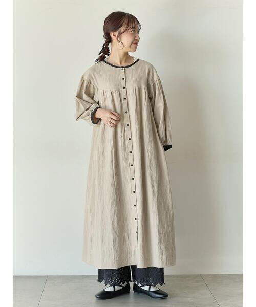 Samansa Mos2(サマンサ モスモス)の「【Cross×Staff】前後2WAYワンピース(ワンピース・レディース・ベージュ/ストライプ/その他1/ブラック・S/M)」の1枚目の写真