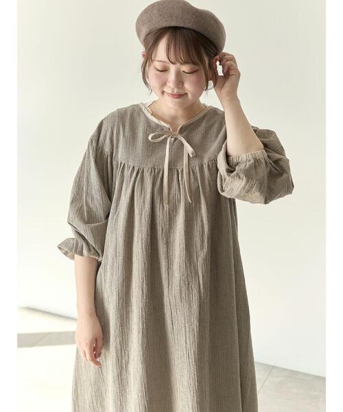 Samansa Mos2(サマンサ モスモス)の「【Cross×Staff】前後2WAYワンピース(ワンピース・レディース・ベージュ/ストライプ/その他1/ブラック・S/M)」の4枚目の写真