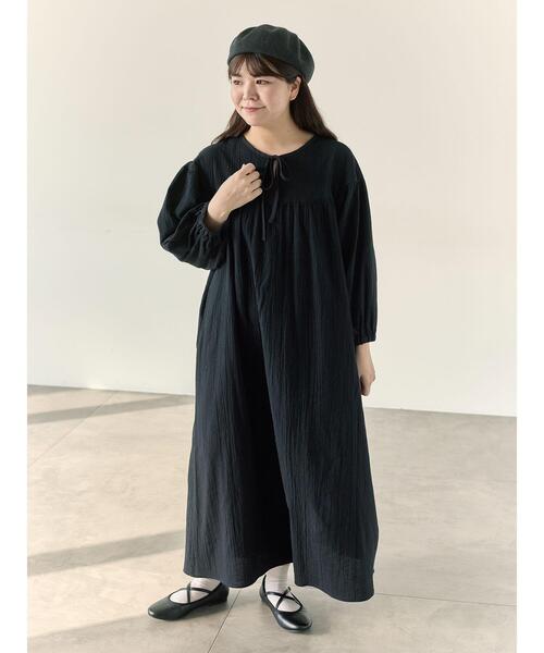 Samansa Mos2(サマンサ モスモス)の「【Cross×Staff】前後2WAYワンピース(ワンピース・レディース・ベージュ/ストライプ/その他1/ブラック・S/M)」の2枚目の写真