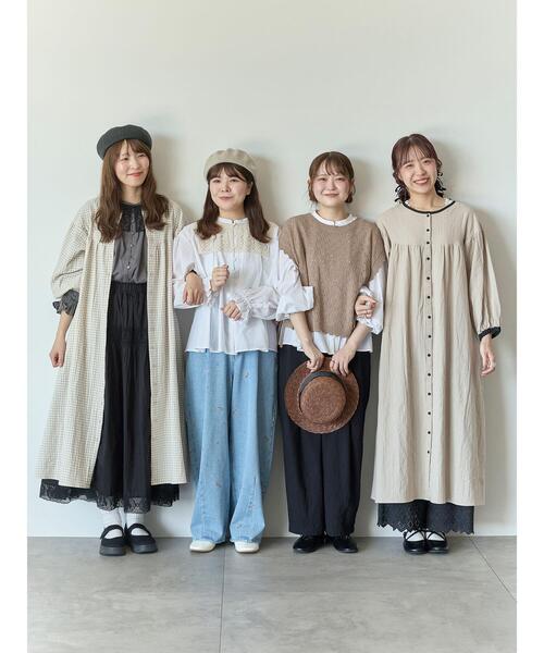 Samansa Mos2(サマンサ モスモス)の「【Cross×Staff】前後2WAYワンピース(ワンピース・レディース・ベージュ/ストライプ/その他1/ブラック・S/M)」の7枚目の写真