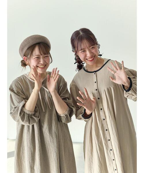 Samansa Mos2(サマンサ モスモス)の「【Cross×Staff】前後2WAYワンピース(ワンピース・レディース・ベージュ/ストライプ/その他1/ブラック・S/M)」の9枚目の写真