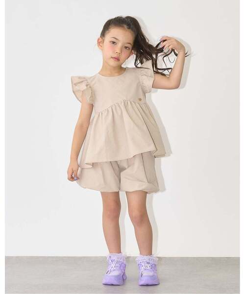 Lycee mine(リセマイン)の「【セットアップ】なみなみペプラムブラウス・バルーンパンツセット【子供服】【キッズ】【女の子】(セットアップ・キッズ・ライトピンク/ライトベージュ/ネイビー/エメラルド/サックスブルー・110cm/100cm/130cm/120cm/140cm/150cm)」の10枚目の写真