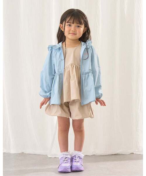 Lycee mine(リセマイン)の「【セットアップ】なみなみペプラムブラウス・バルーンパンツセット【子供服】【キッズ】【女の子】(セットアップ・キッズ・ライトピンク/ライトベージュ/ネイビー/エメラルド/サックスブルー・110cm/100cm/130cm/120cm/140cm/150cm)」の8枚目の写真
