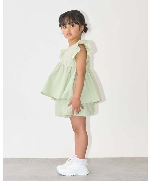 Lycee mine(リセマイン)の「【セットアップ】なみなみペプラムブラウス・バルーンパンツセット【子供服】【キッズ】【女の子】(セットアップ・キッズ・ライトピンク/ライトベージュ/ネイビー/エメラルド/サックスブルー・110cm/100cm/130cm/120cm/140cm/150cm)」の6枚目の写真