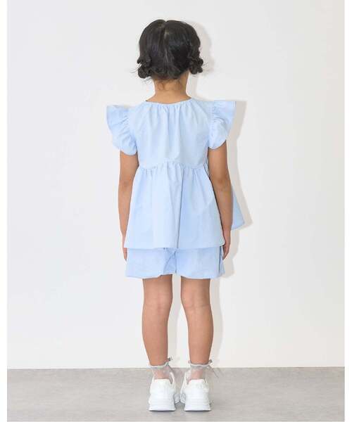Lycee mine（リセマイン）の「【セットアップ】なみなみペプラムブラウス・バルーンパンツセット【子供服】【キッズ】【女の子】（セットアップ・キッズ・ライトピンク/ライトベージュ/ネイビー/エメラルド/サックスブルー・110cm/100cm/130cm/120cm/140cm/150cm）」の7枚目の写真